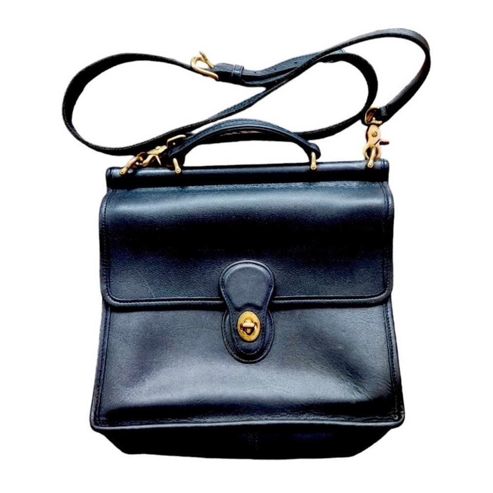 COACH Vintage Station Black Leather Flap Crossbody Bag Purse